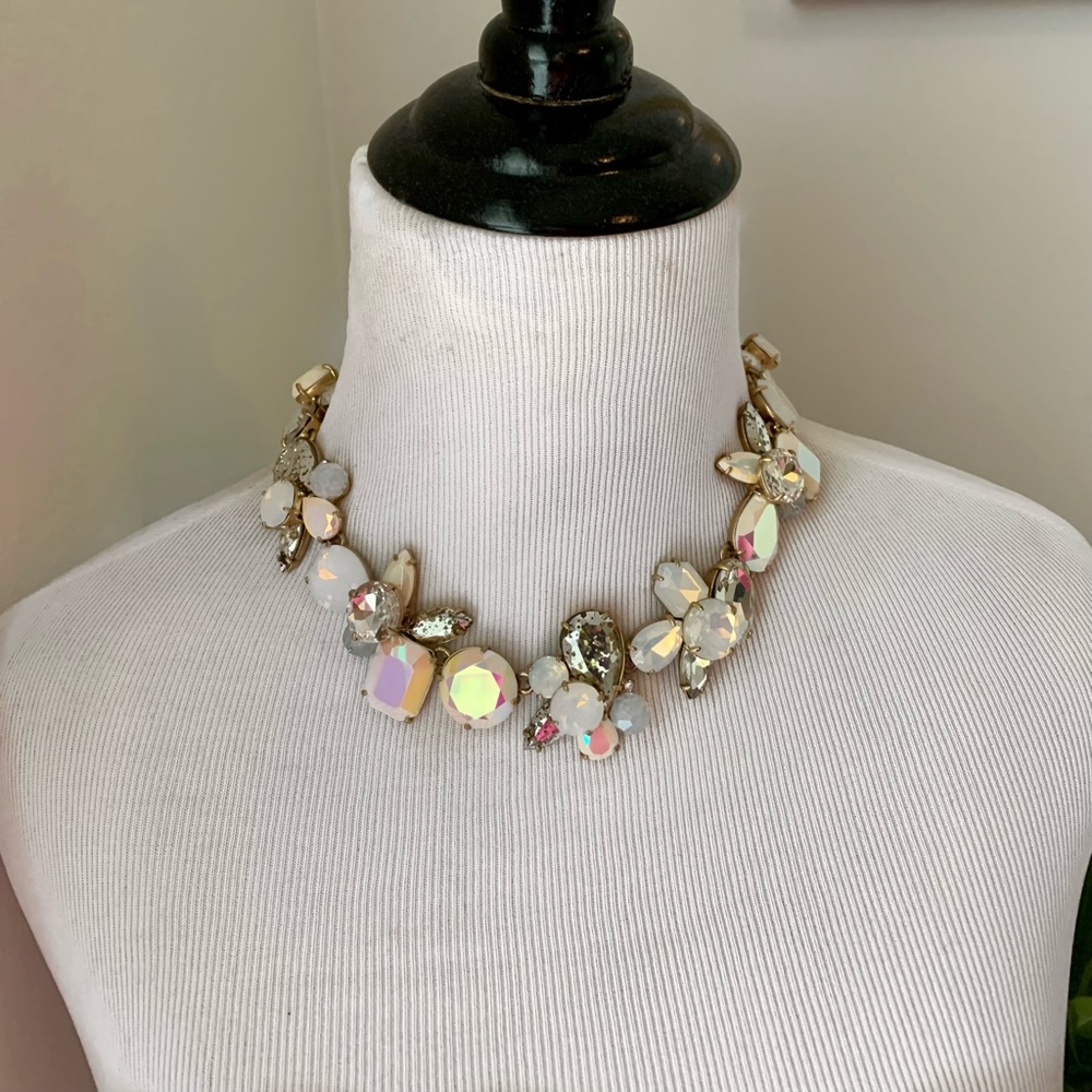 JCrew crystal and stone cluster statement necklace